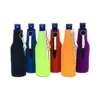 Custom Logo Beer Bottle Coolie With Opener 330ml Soft Cooler Bags With Zipper 12oz Neoprene Stubby Holder Beer Can Cover Koozies