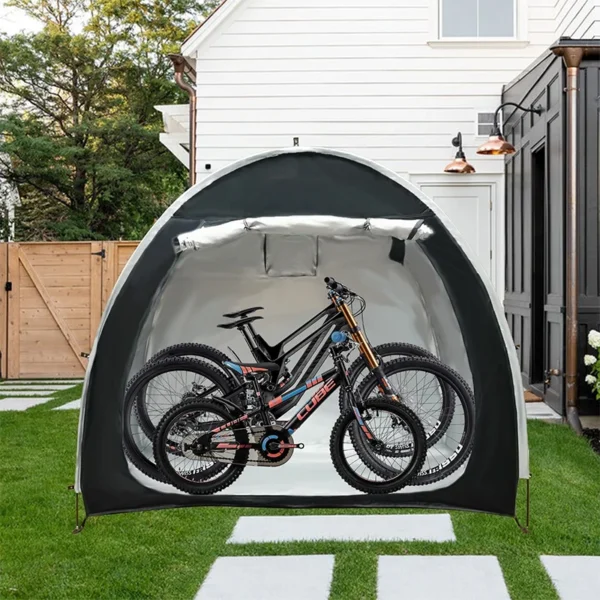 H110863343fed4d4dae6bc9fd71ca5b4fv.webp Bike Storage Tent Shed Large Outdoor Waterproof Bicycle Covers Shelter Outside Portable Sheds for Lawn Mower Garden Tools