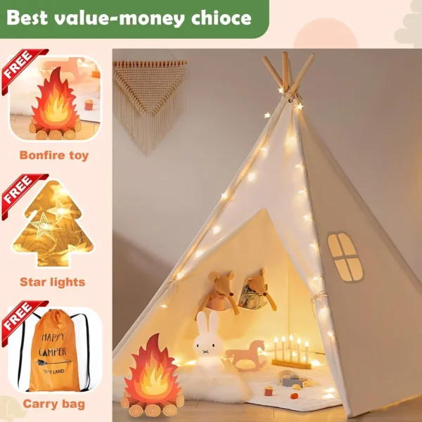Princess Tent Girls Large Playhouse Kids Castle Play Tent With Star Lights Toy for Children Indoor and Outdoor Games 55'' X 53''