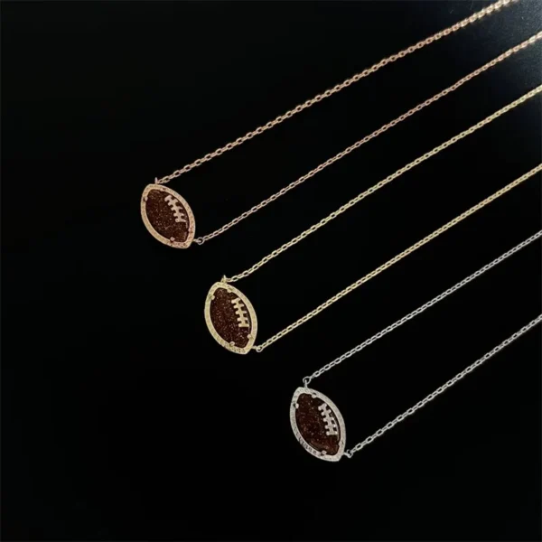 Football Short Pendant Necklace Independence Day Irregular Golden Sandstone Fish Bone Necklace D Day Gift Natural Stone Necklace