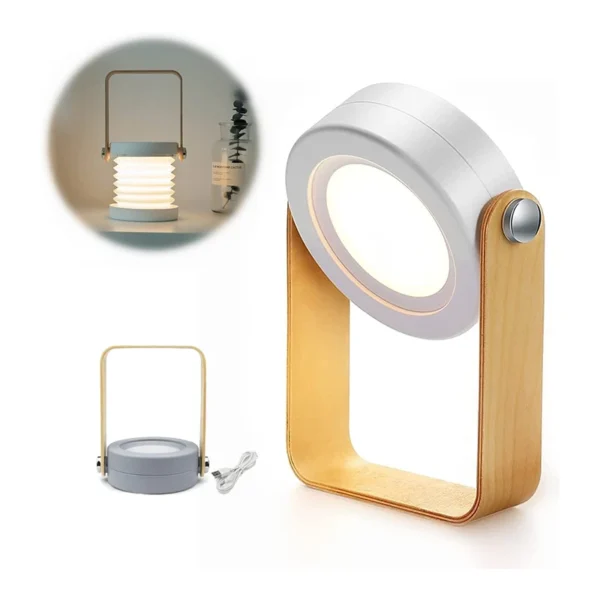 Factory Wholesale 4 in 1 USB Retractable LED Wooden Handle Light Creative Wooden Handle Telescopic Folding Led Touch Lamp