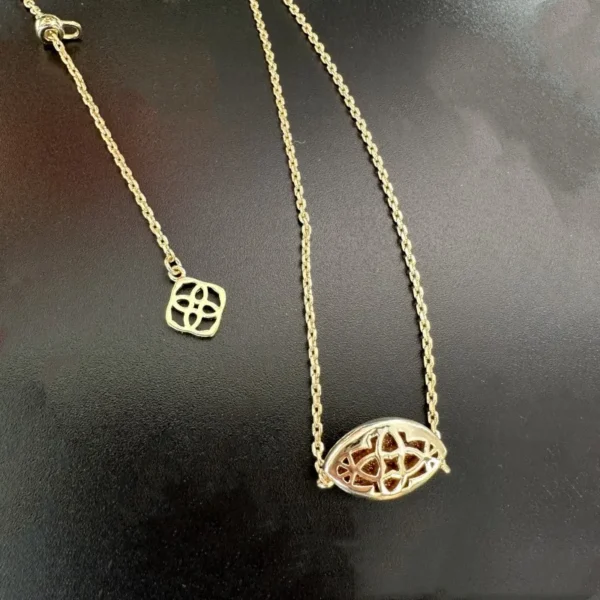 Football Short Pendant Necklace Independence Day Irregular Golden Sandstone Fish Bone Necklace D Day Gift Natural Stone Necklace