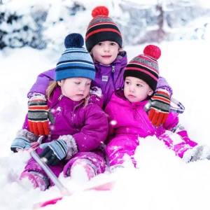 Low MOQ Custom Kid Beanie Manufacturers All Over Print Jacquard Y2K Gothic No Cuff Fold Cuffless Winter Cap Knit Hat With Logo