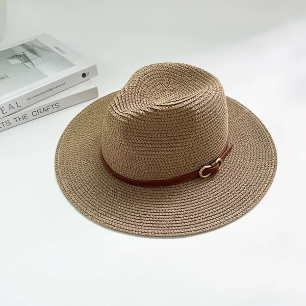 H67d8198d64a3487aba0fdb1b8d7c13ceN.webp Stock Women Paper Straw Hat Panama Large Wide Brim Straw Floppy Hat Summer Sun Fashion Broad Beach Hats for Women and Men