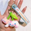 Stock Cute Kuromi Rubber Keychain Creative Cross Dressing Doll Pendant Keychains Cartoon Pendant Gift 3D Rubber Toy Key Chains