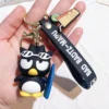 Stock Cute Kuromi Rubber Keychain Creative Cross Dressing Doll Pendant Keychains Cartoon Pendant Gift 3D Rubber Toy Key Chains