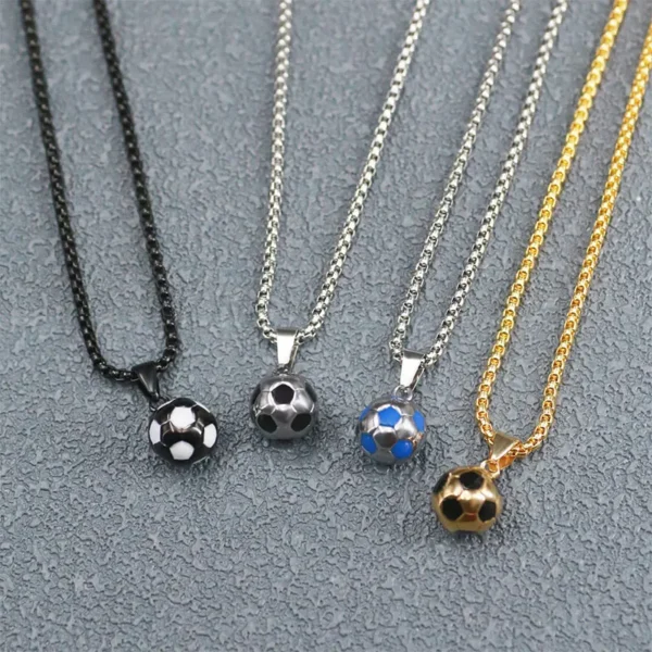 Wholesale World Necklace Round Football Pendant Personalised Fashion Soccer Simple Stainless Steel Chain Necklace for Celebrate