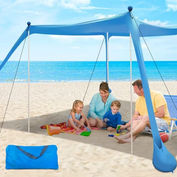 Factory Beach Tent Pop up Shade Beach Canopy Portable Sun Shelter Extra Windproof Rope Stable Sun Protection for Family Outdoor
