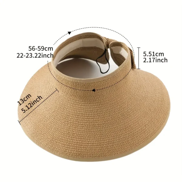 Customize Sun Visor Hats for Women Wide Brim Straw Panama Roll-Up Ponytail Summer Beach Hat UV UPF Packable Foldable Travel