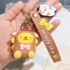 Stock Cute Kuromi Rubber Keychain Creative Cross Dressing Doll Pendant Keychains Cartoon Pendant Gift 3D Rubber Toy Key Chains