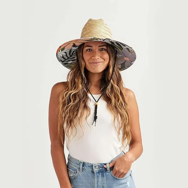 Wholesale Lady Boater Sun Hat Custom Strip Men Wide Brim Straw Panama Roll up Cowboy Hats Flat Top Straw Beach Hat for Men Women